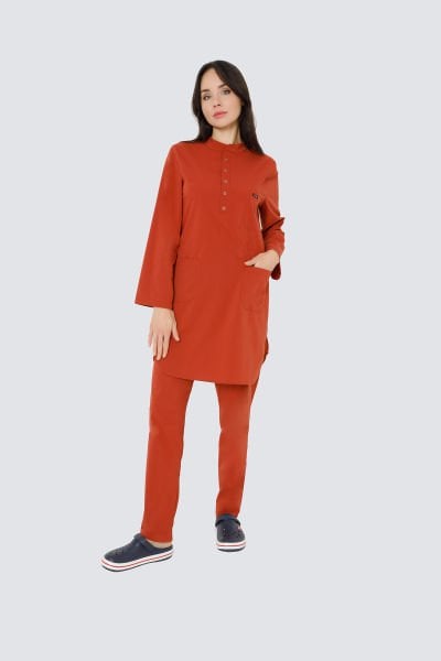 Kiremit Likralı Tesettür Takım Forma