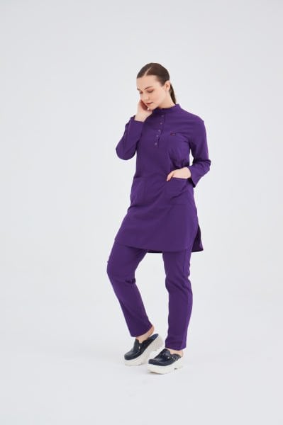Mor Likralı Tesettür Takım Forma