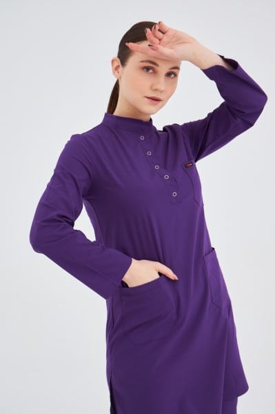 Mor Likralı Tesettür Takım Forma