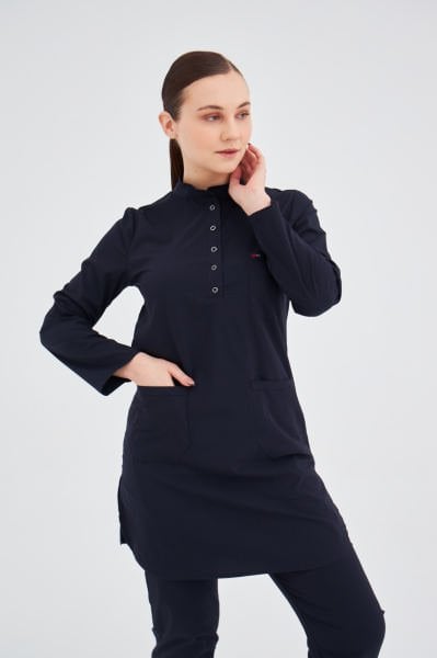 Lacivert Likralı Tesettür Takım Forma