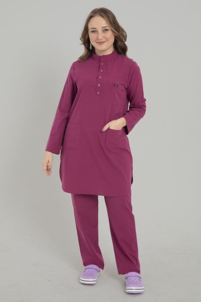 Fuşya Likralı Tesettür Takım Forma