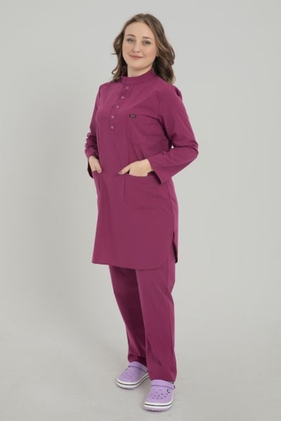 Fuşya Likralı Tesettür Takım Forma