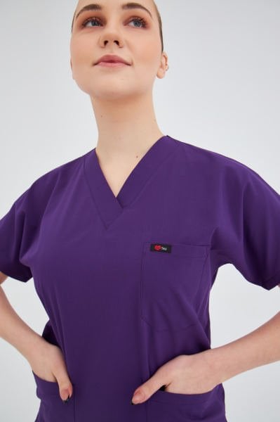 Mor Likralı Cerrahi Tek Üst