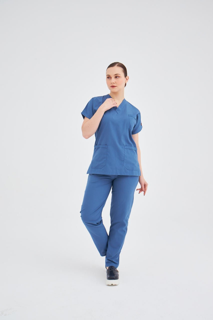 İndigo Mavi Terikoton Cerrahi Takım Forma