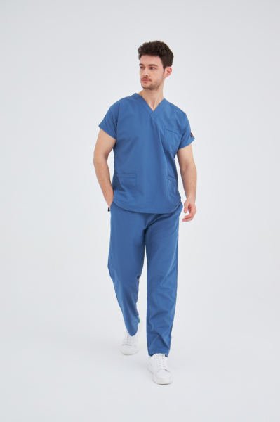 İndigo Mavi Terikoton Cerrahi Takım Forma