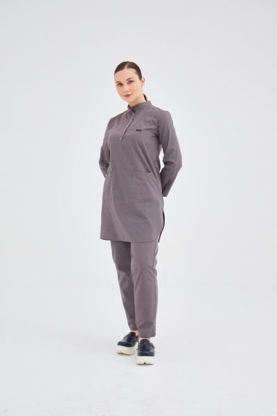 Antrasit Likralı Tesettür Takım Forma