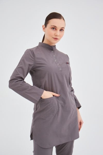 Antrasit Likralı Tesettür Takım Forma