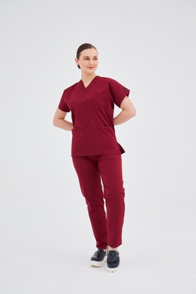 Bordo Likra Plus Cerrahi Takım Forma