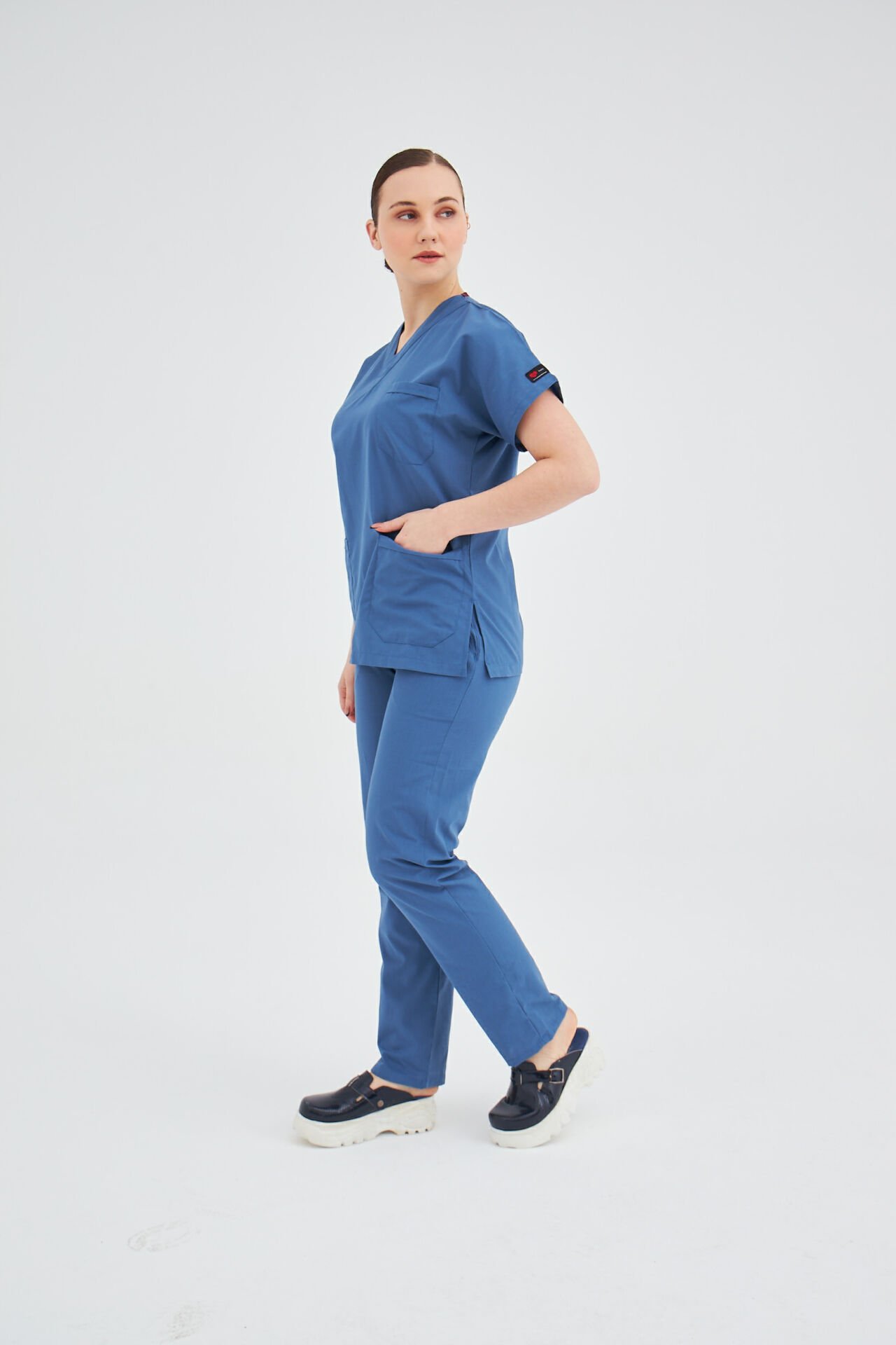 İndigo Mavi Likralı Cerrahi Takım Forma