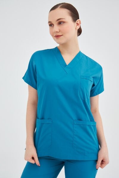 Petrol Mavisi Likralı Cerrahi Tek Üst