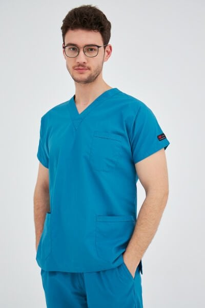 Petrol Mavisi Likralı Cerrahi Tek Üst