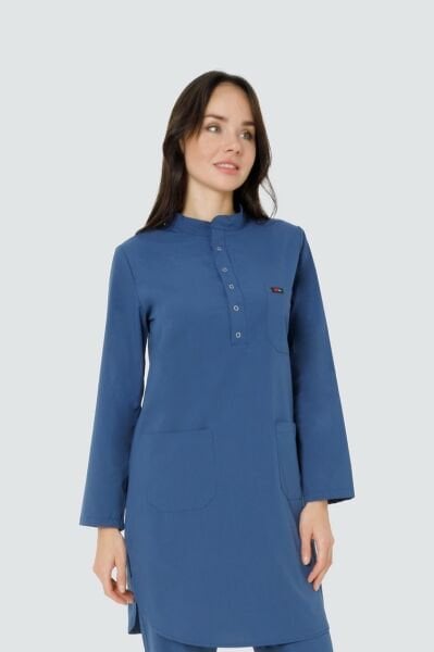 Fırtına Mavisi Likralı Tesettür Tek Üst