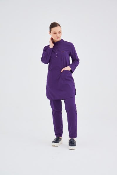 Mor Terikoton Tesettür Takım Forma