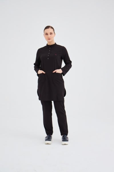 Siyah Terikoton Tesettür Takım Forma