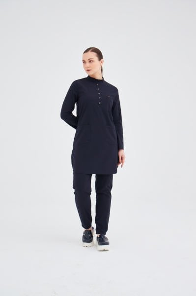 Lacivert Terikoton Tesettür Takım Forma