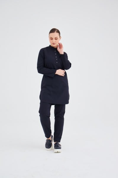 Lacivert Terikoton Tesettür Takım Forma