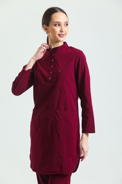 Bordo Likralı Tesettür Takım Forma