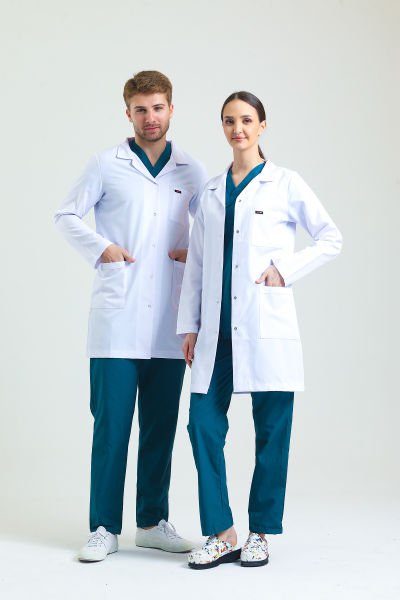 Beyaz Orta Boy Klasik Yaka Visit Önlük