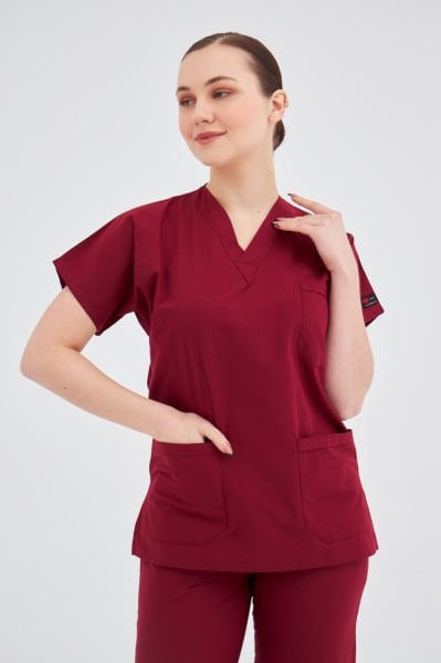 Bordo Terikoton Cerrahi Tek Üst