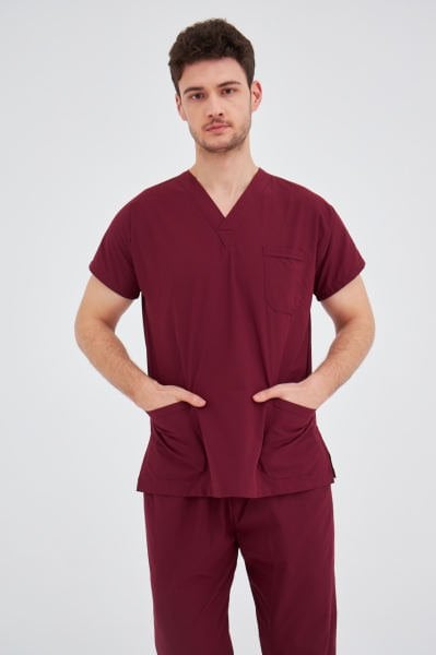 Bordo Terikoton Cerrahi Tek Üst