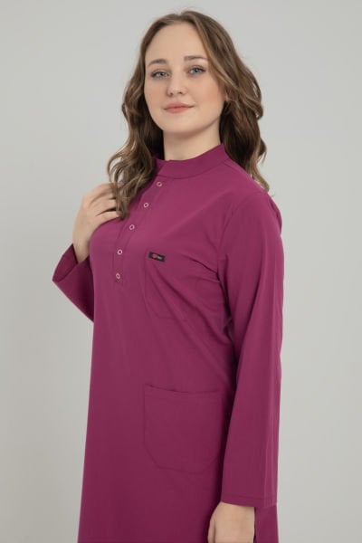 Fuşya Likralı Tesettür Tek Üst