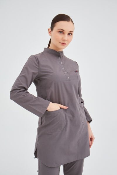 Antrasit Likralı Tesettür Tek Üst