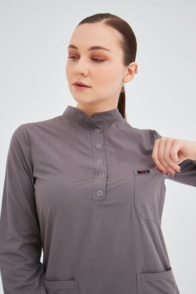 Antrasit Likralı Tesettür Tek Üst