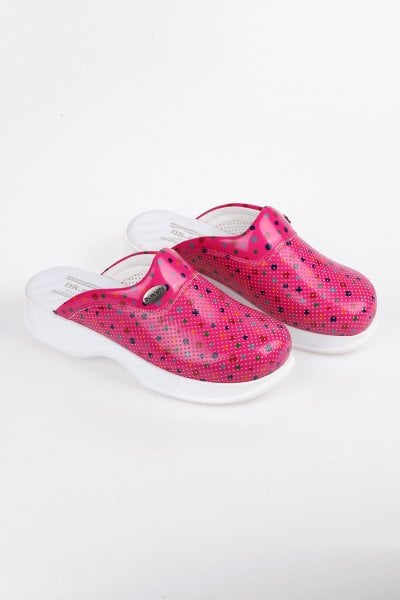 Fuşya Puantiyeli Ortopedik Sabo Terlik