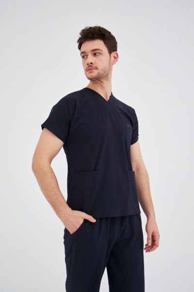 Lacivert Likra Plus Cerrahi Tek Üst