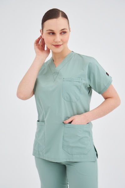 Limon Yeşili Likralı Cerrahi Tek Üst