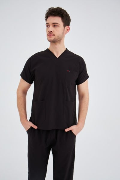 Siyah Likra Plus Cerrahi Tek Üst