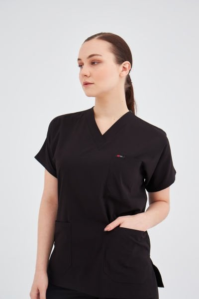 Siyah Likra Plus Cerrahi Tek Üst