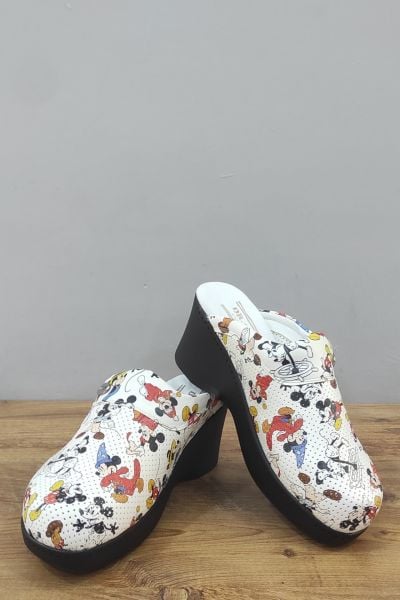 Dolgu Topuk Mickey Mouse Desen Ortopedik Sabo