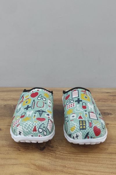 Yeşil Hastane Desen Hafif Taban Ortopedik Sabo Terlik