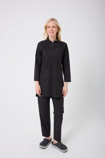 Siyah Likra Plus Tesettür Takım