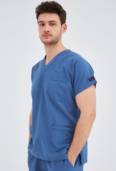 İndigo Likralı Cerrahi Tek Üst