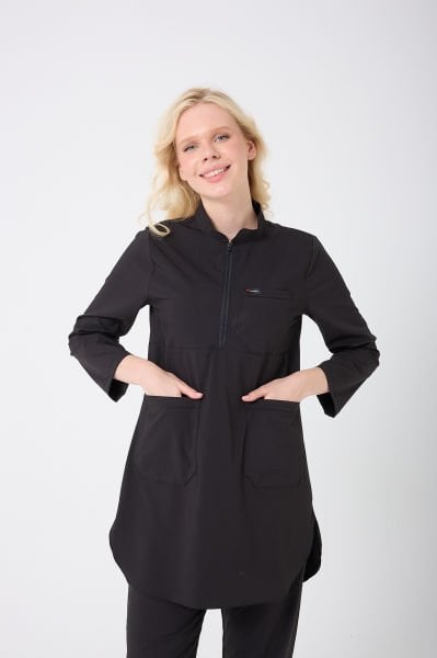 Siyah Likra Plus Tesettür Tek Üst