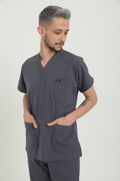 Antrasit Likra Plus Cerrahi Tek Üst