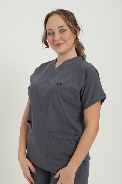 Antrasit Likra Plus Cerrahi Tek Üst